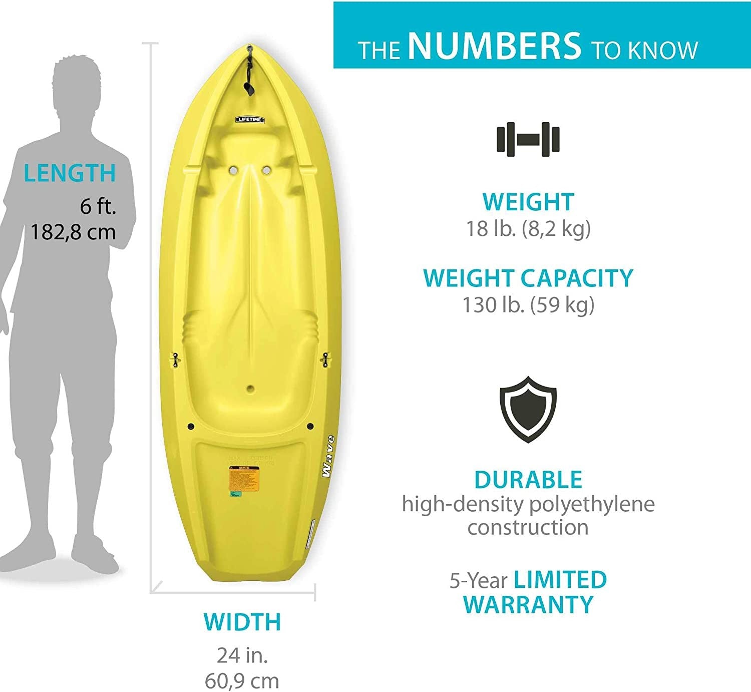 LIFETIME 90841 WAVE 60 YOUTH KAYAK (PADDLE INCLUDED)