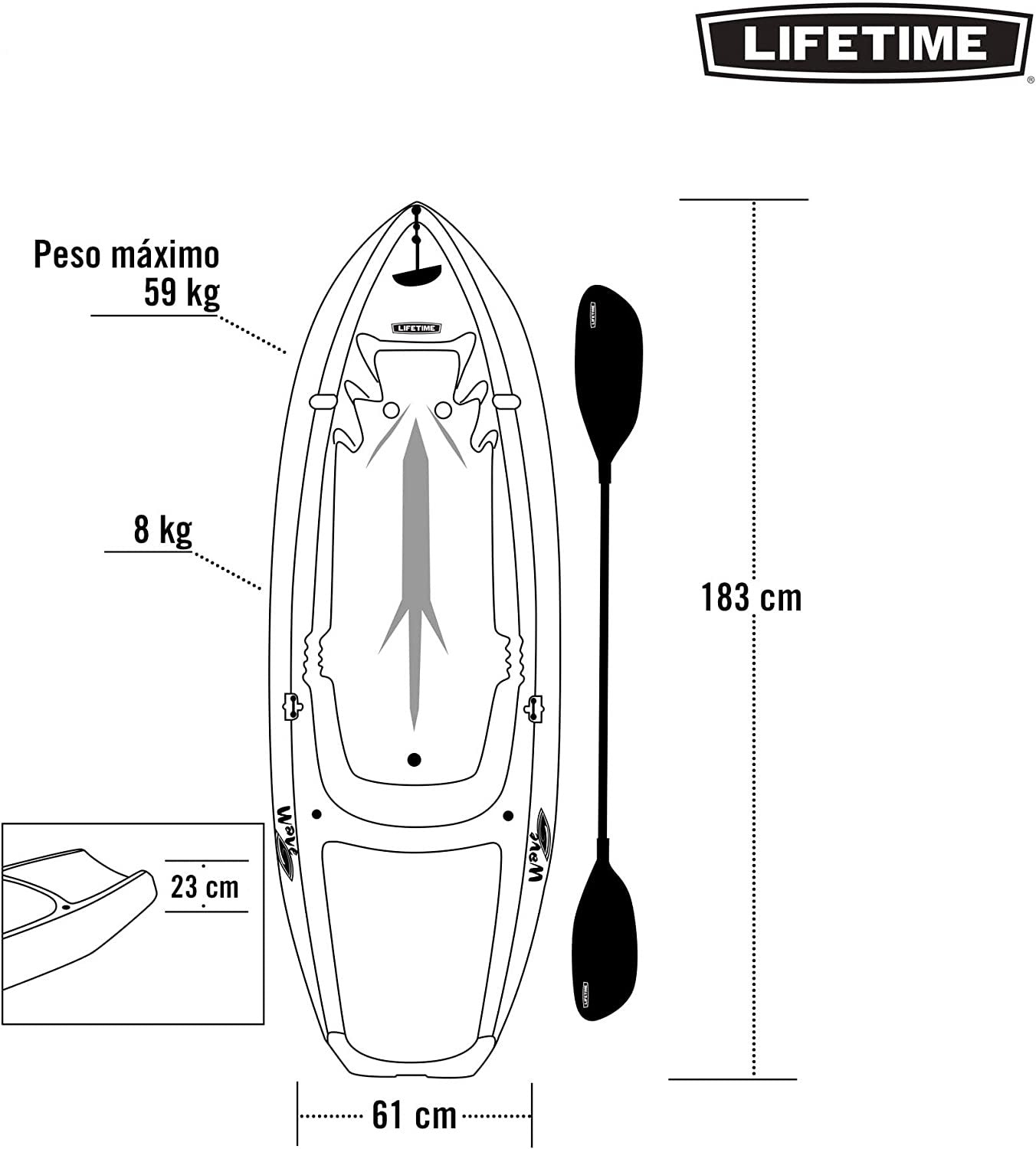 LIFETIME 90841 WAVE 60 YOUTH KAYAK (PADDLE INCLUDED)