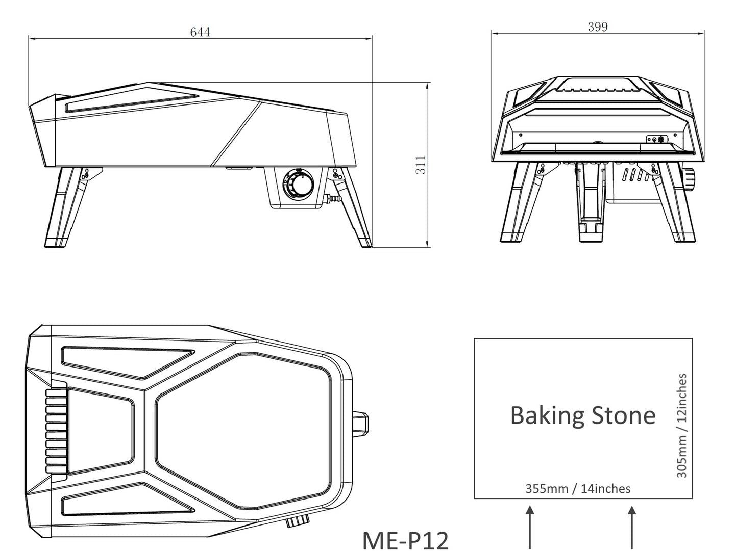 Master Grill 12" Portable Gas Pizza Oven