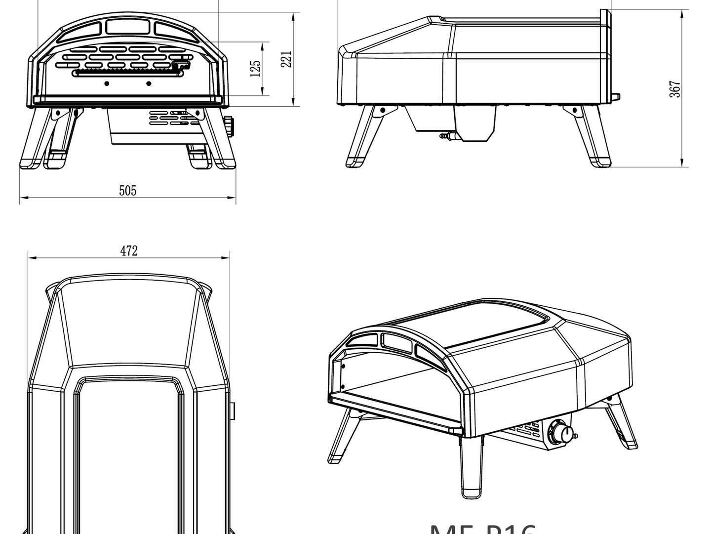 Master Grill 16" Portable Gas Pizza Oven