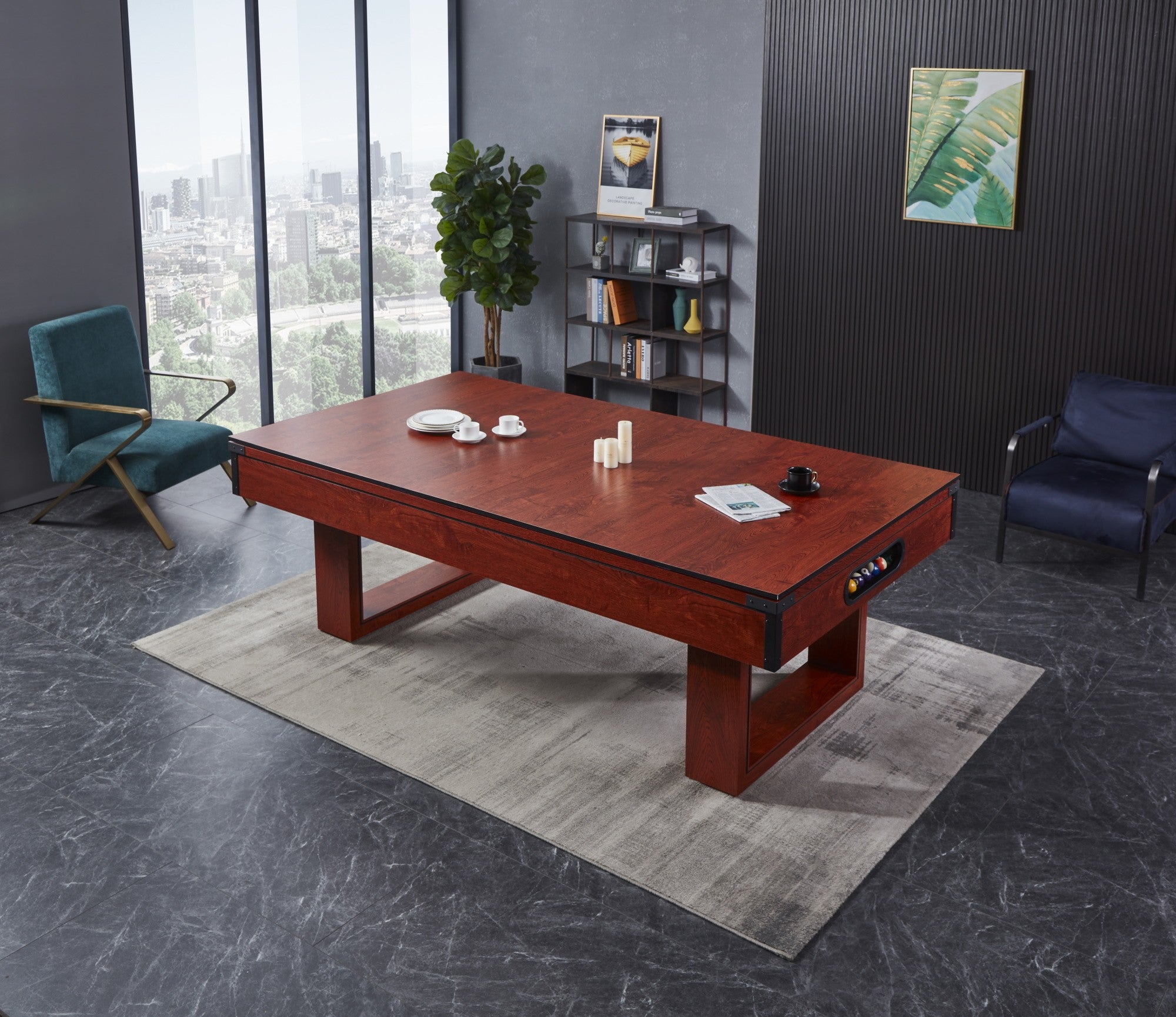 Roma V2 9FT 3IN1 POOL TABLE with BALL RETURN FUNCTION