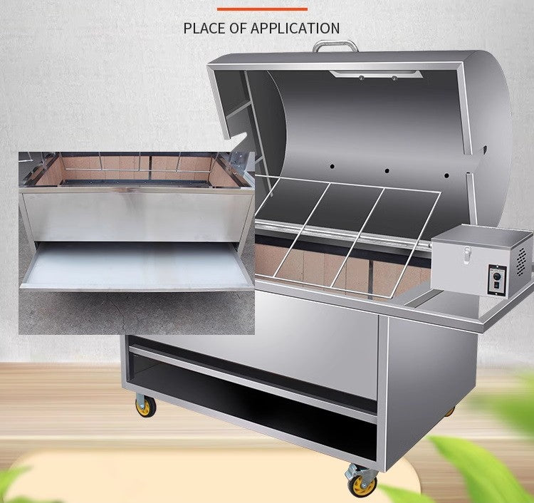 XL Stainless Steel Hooded Spit Roaster Charcoal BBQ Grill