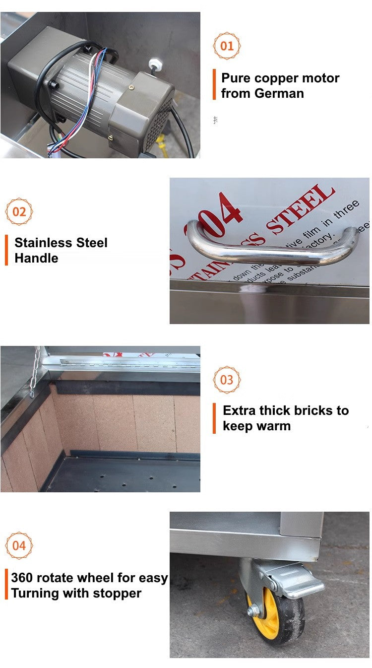 XL Stainless Steel Hooded Spit Roaster Charcoal BBQ Grill