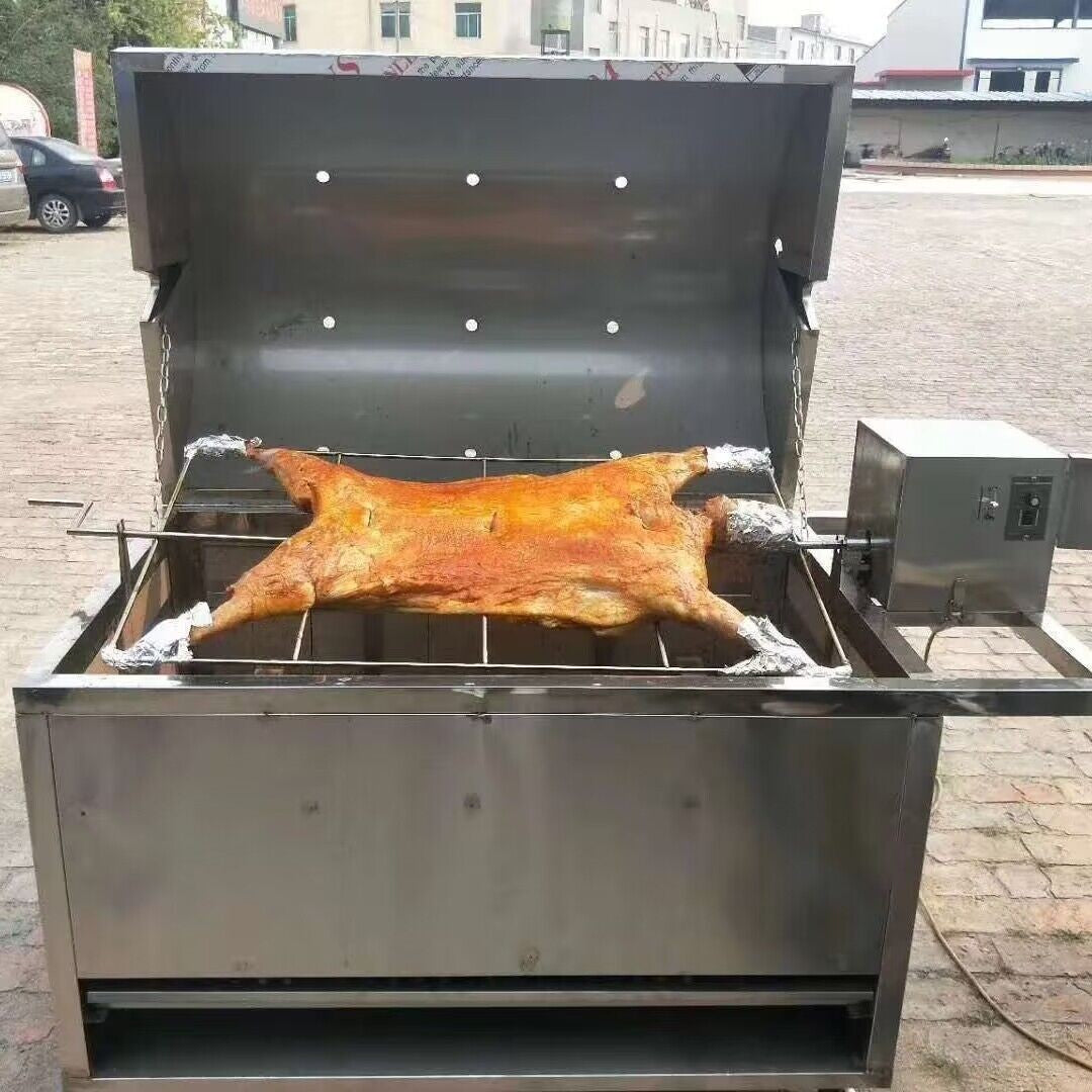 XL Stainless Steel Hooded Spit Roaster Charcoal BBQ Grill