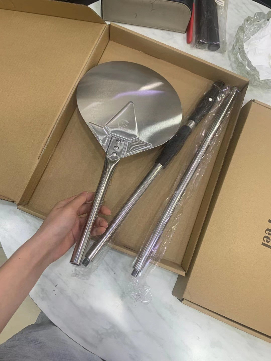 9 inches Stainless Steel Turning Pizza Peel - Long Handle