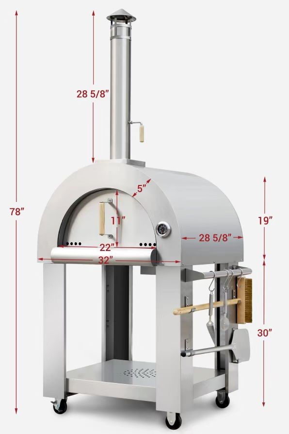 Dual Fuel Stainless steel Pizza Oven with Deluxe Enamel Top