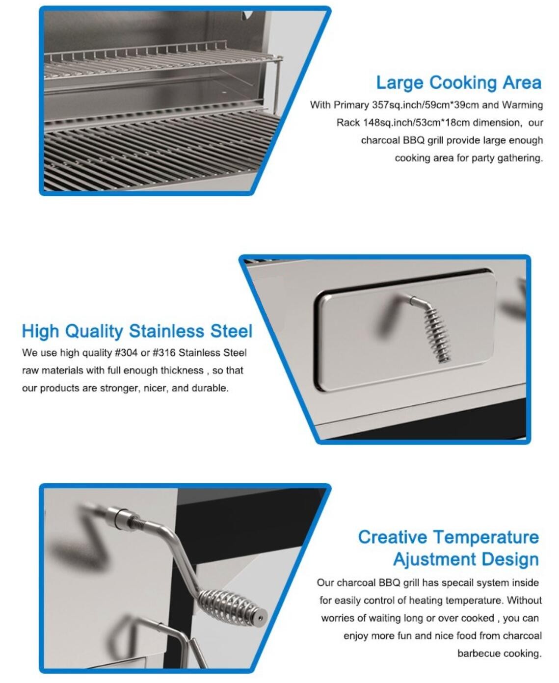 STAINLESS STEEL BBQ CHARCOAL GRILL