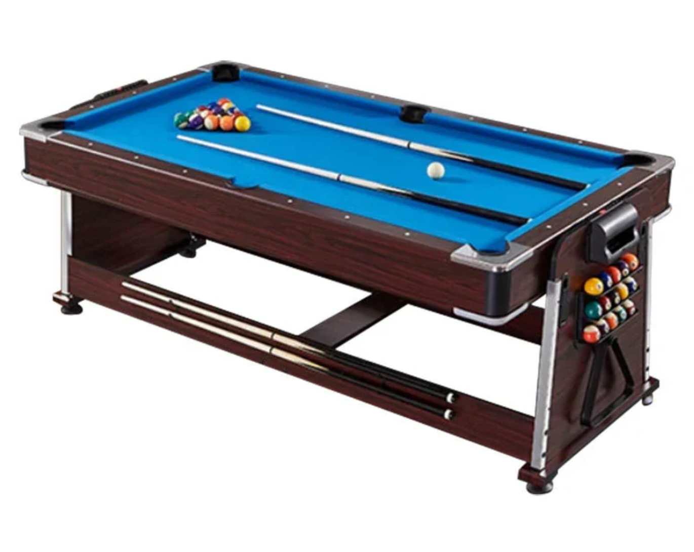 7ft 4 in1 Convertible Pool Table set - Brown frame